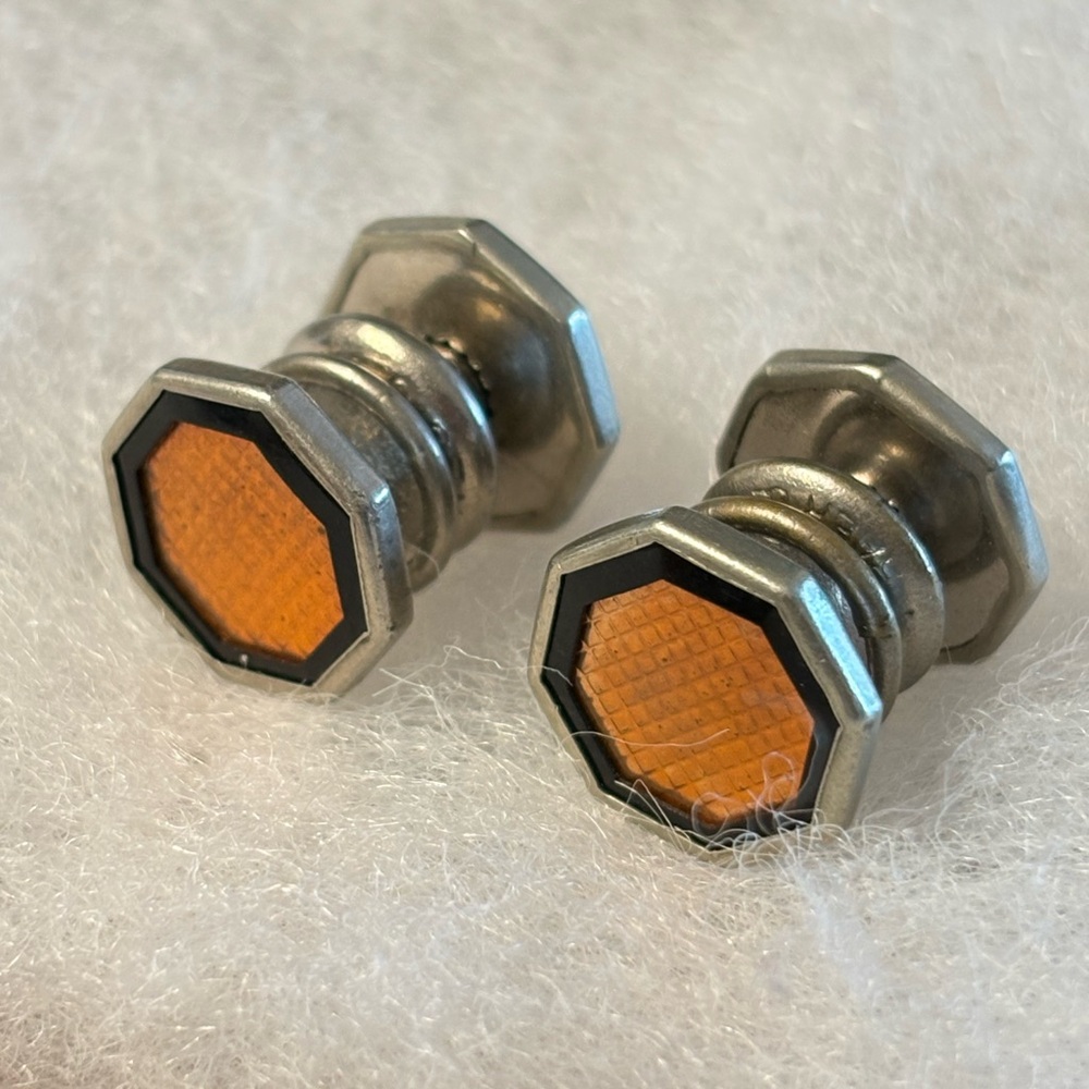 Baer and Wilde Kum-A-Part Cufflinks Reflective Orange Preowned